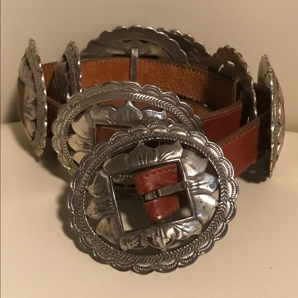 Brighton brown leather conch belt